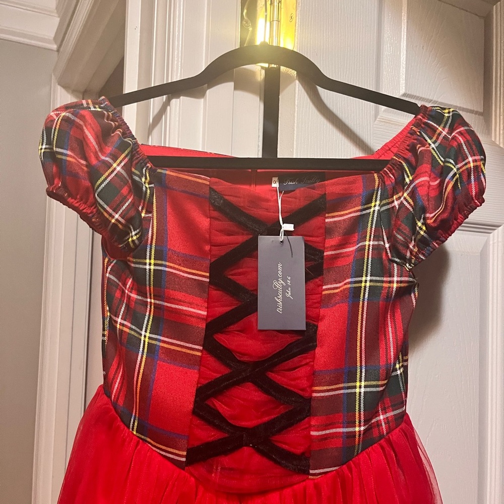 Charming Red Plaid Formal Kids Dress